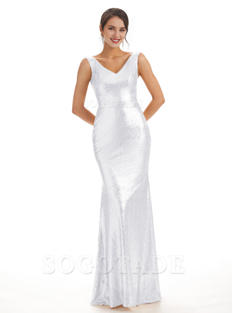 Sleeveless V Neck Mermaid Cultivate oneself Sequin Shining Luxury Bridesmaid Dresses Formal Women's Dresses Wedding Guest Dresses