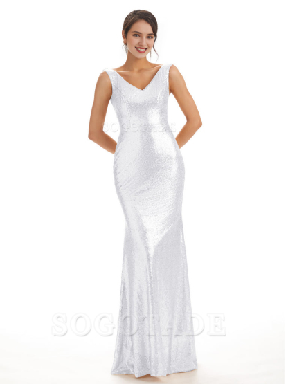 Sleeveless V Neck Mermaid Cultivate oneself Sequin Shining Luxury Bridesmaid Dresses Formal Women's Dresses Wedding Guest Dresses