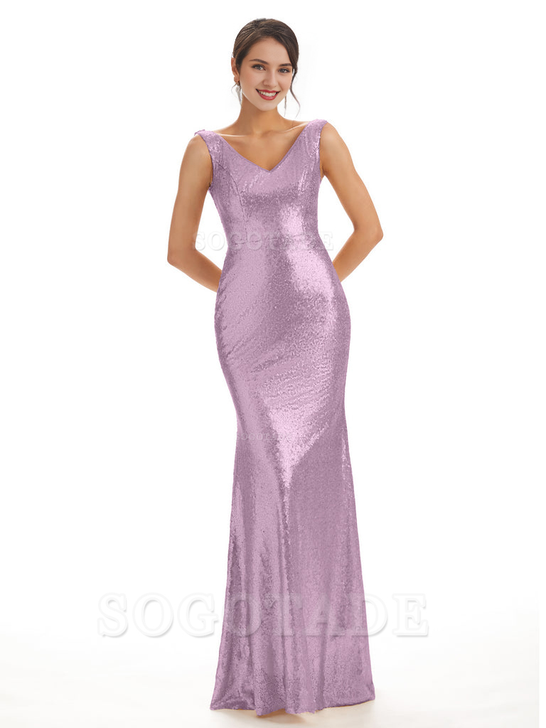 Sleeveless V Neck Mermaid Cultivate oneself Sequin Shining Luxury Bridesmaid Dresses Formal Women's Dresses Wedding Guest Dresses