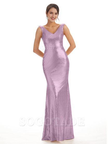 Sleeveless V Neck Mermaid Cultivate oneself Sequin Shining Luxury Bridesmaid Dresses Formal Women's Dresses Wedding Guest Dresses