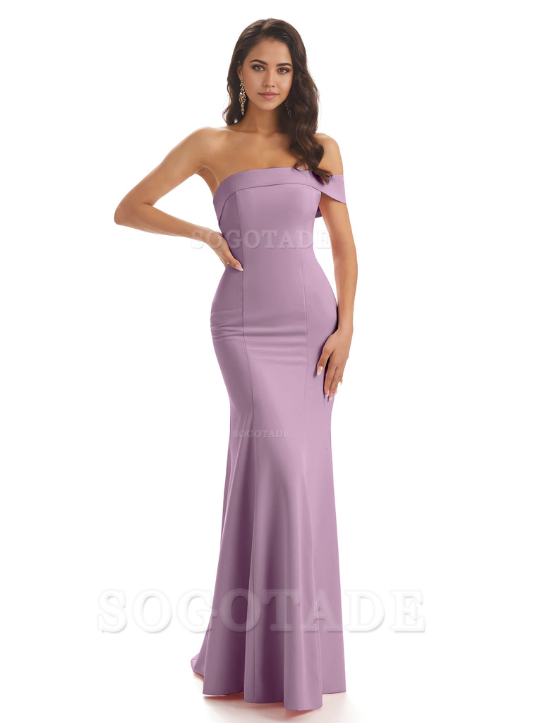 Mermaid One Shoulder Floor-Length Satin Sexy formal dresses evening gown Bridesmaid Dresses