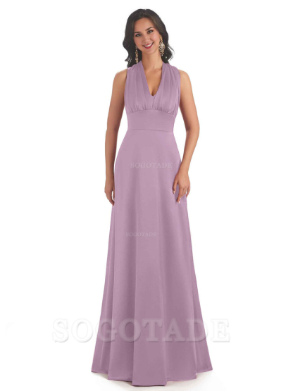 Convertiable Soft Satin A-Line Long Wedding Bridesmaid Dresses Online prom dress in store