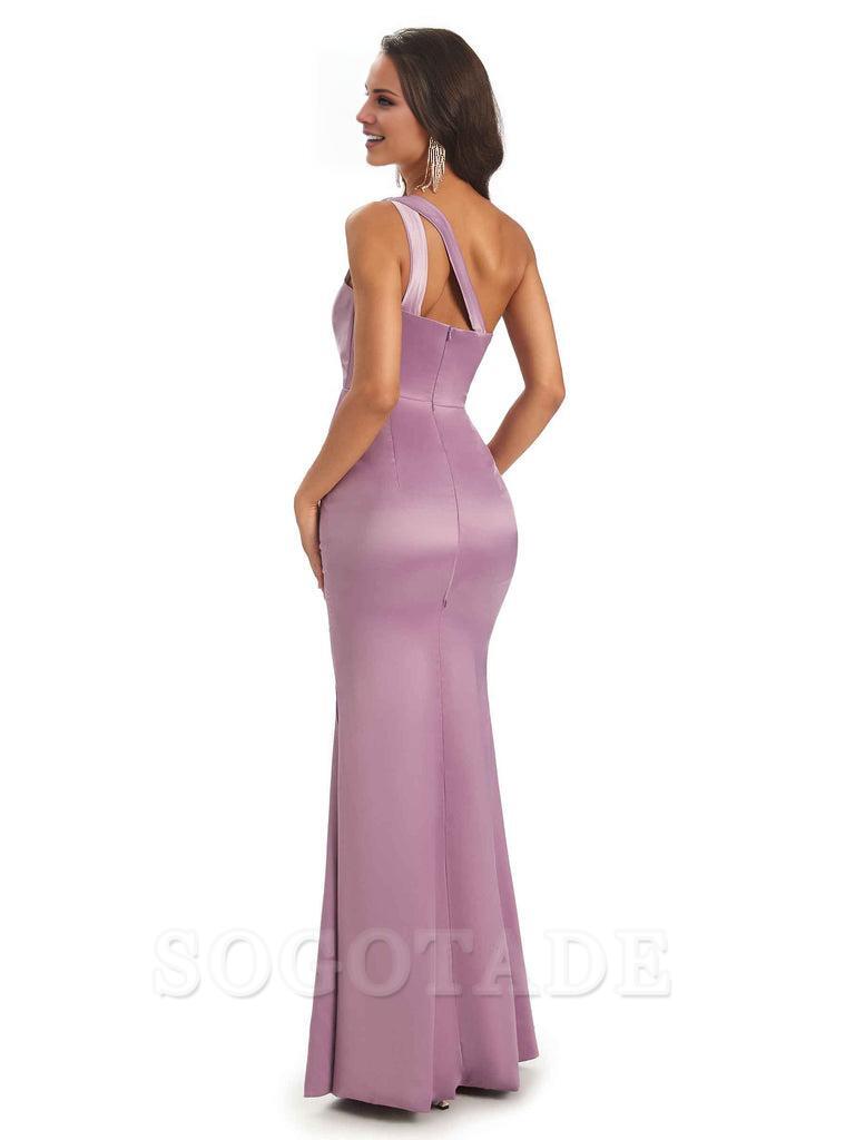 One Shoulder Long Mermaid Bridesmaid Dresses Sexy Soft Satin Elegant Evening Party Dress