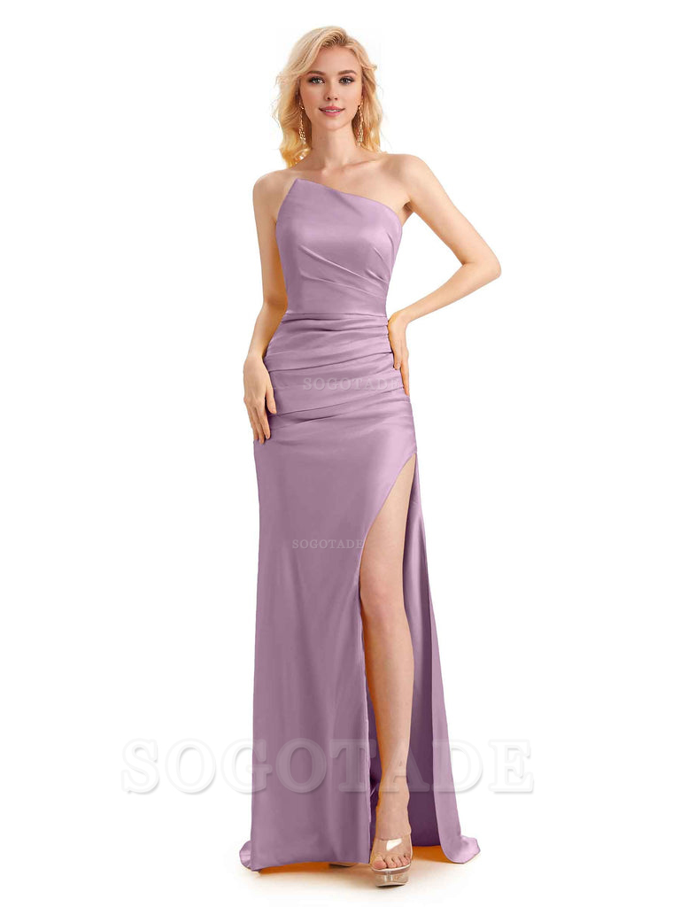 Unique Soft Satin Side Slit Off Shoulder Long Mermaid Maid Of Honor Dresses Bridesmaid Dress Elegant Evening Party Dress
