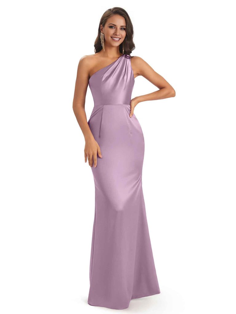 One Shoulder Long Mermaid Bridesmaid Dresses Sexy Soft Satin Elegant Evening Party Dress