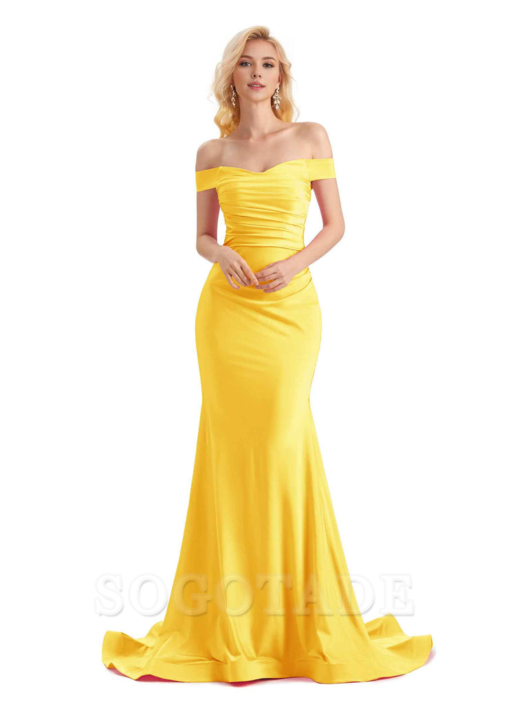 Sexy Mermaid Off The Shoulder Stretchy Jersey Formal Bridesmaid Dresses Long Wedding Guest Dress