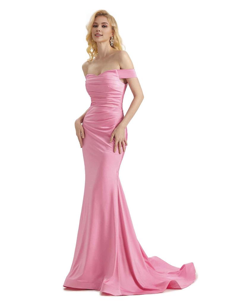 Sexy Mermaid Off The Shoulder Stretchy Jersey Formal Bridesmaid Dresses Long Wedding Guest Dress