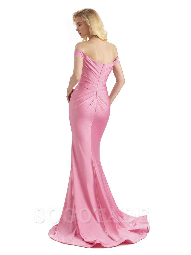 Sexy Mermaid Off The Shoulder Stretchy Jersey Formal Bridesmaid Dresses Long Wedding Guest Dress