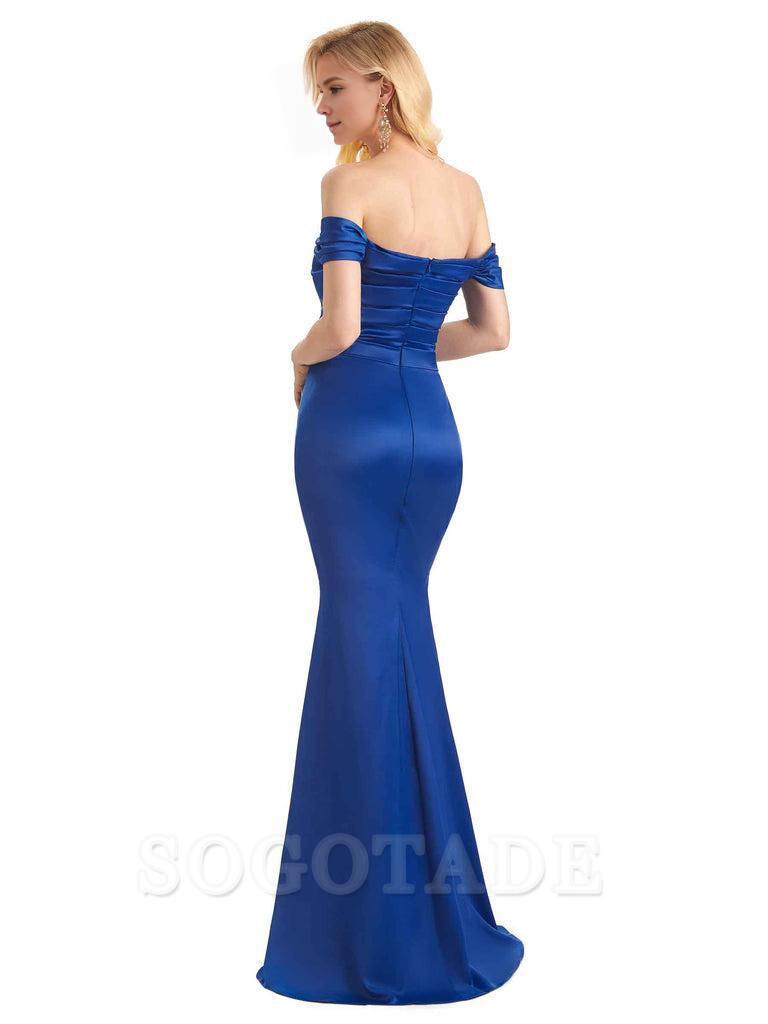 Off The Shoulder Long Mermaid Satin Bridesmaid Dresses Elegant Evening Party Dress