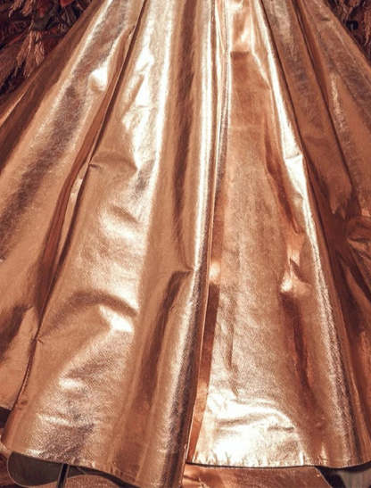 A-Line Evening Gown Celebrity Style Dress Carnival Quinceanera Sweep / Brush Train Short Sleeve Off Shoulder The Great Gatsby PU with Glitter 2024-SOGOTADE