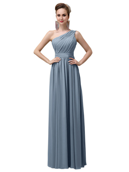 Charming One-Shoulder A-Line Chiffon Pleated Floor-Length Long Elegant Bridesmaid Dresses Formal Women's Dresses Wedding Guests Dresses