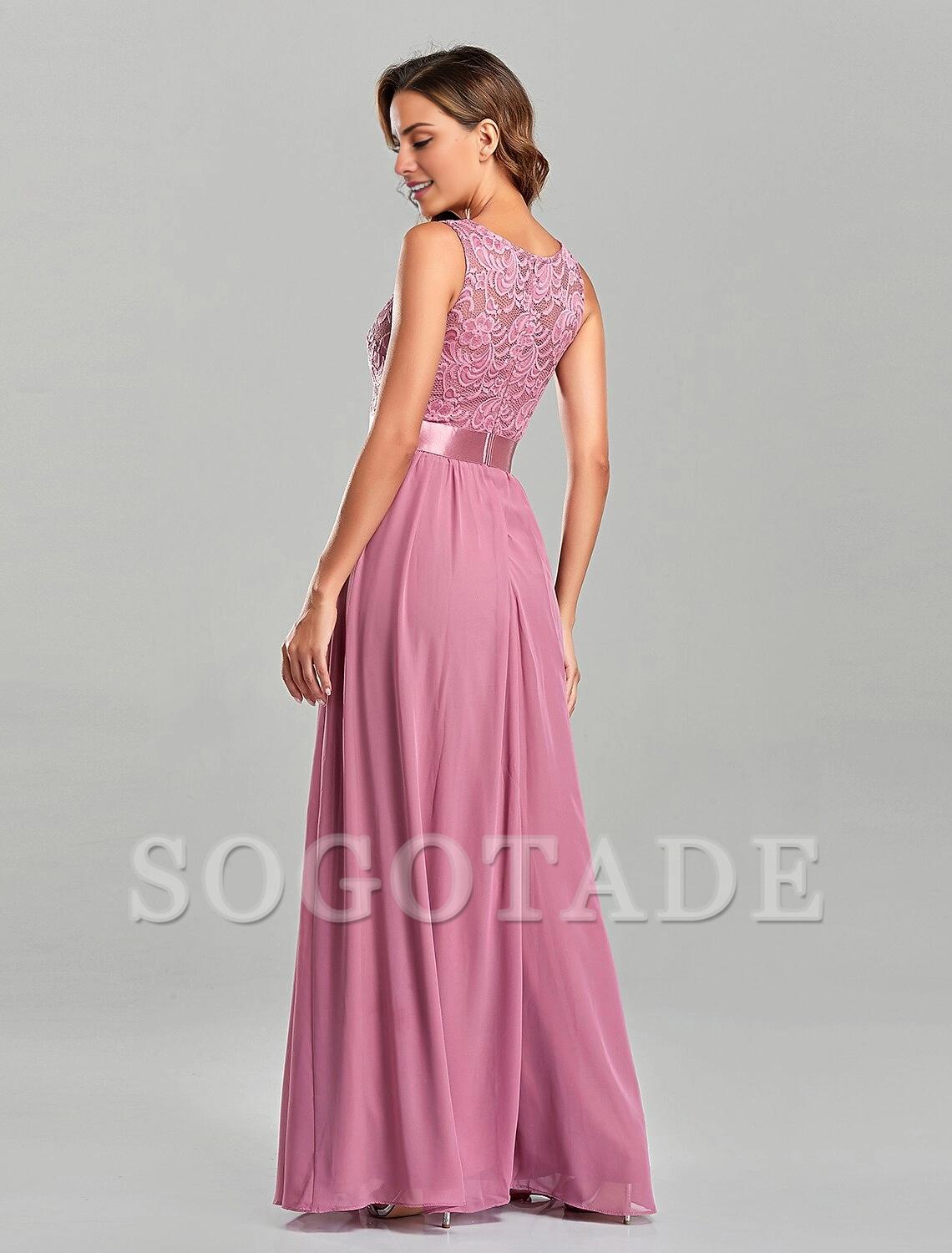 A-Line Evening Gown Empire Dress Party Wear Wedding Guest Floor Length Short Sleeve Jewel Neck Chiffon with Embroidery-SOGOTADE