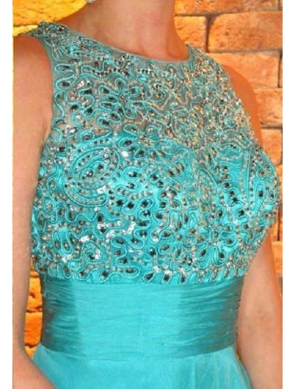 A-Line Cocktail Dresses Tiered Plisse Dress Wedding Guest Kentucky Derby Ankle Length Sleeveless Jewel Neck Fall Wedding Guest Chiffon with Sequin Appliques-SOGOTADE