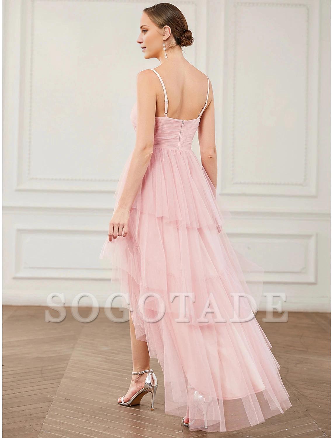 A-Line Party Dresses Vintage Dress Prom Birthday Knee Length Sleeveless Spaghetti Strap Tulle with Ruched