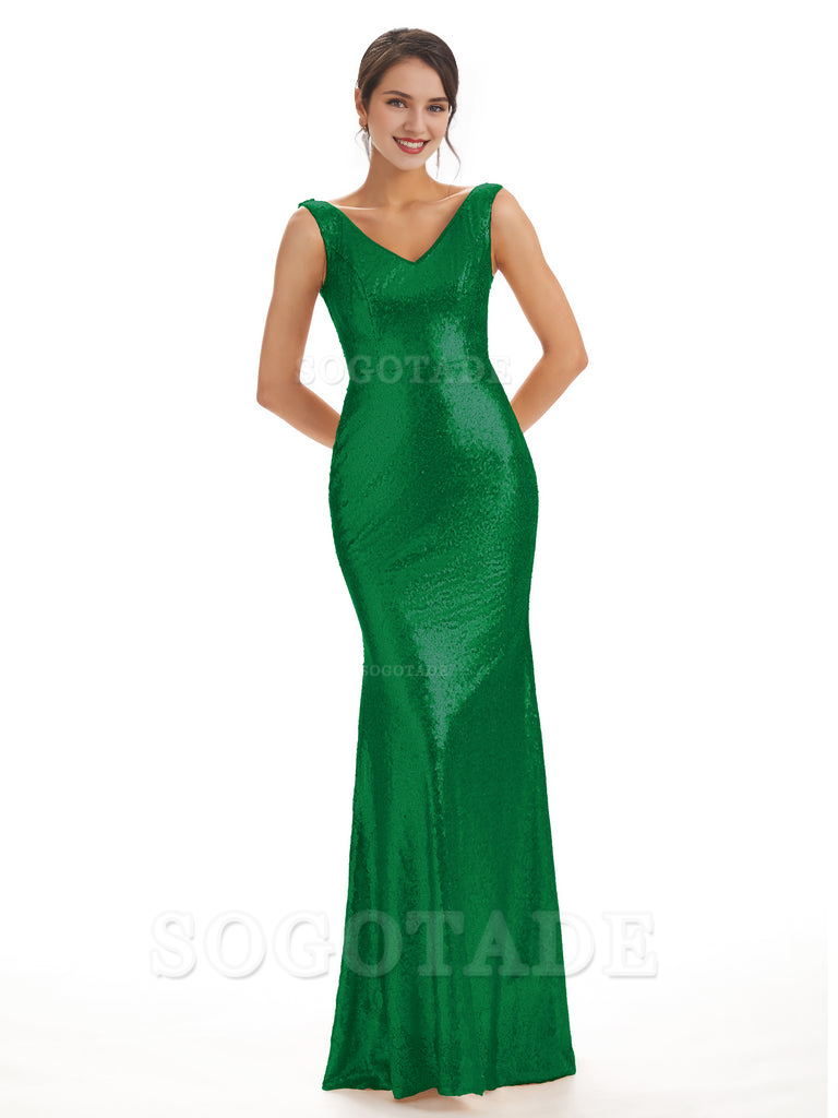 Sleeveless V Neck Mermaid Cultivate oneself Sequin Shining Luxury Bridesmaid Dresses Formal Women's Dresses Wedding Guest Dresses