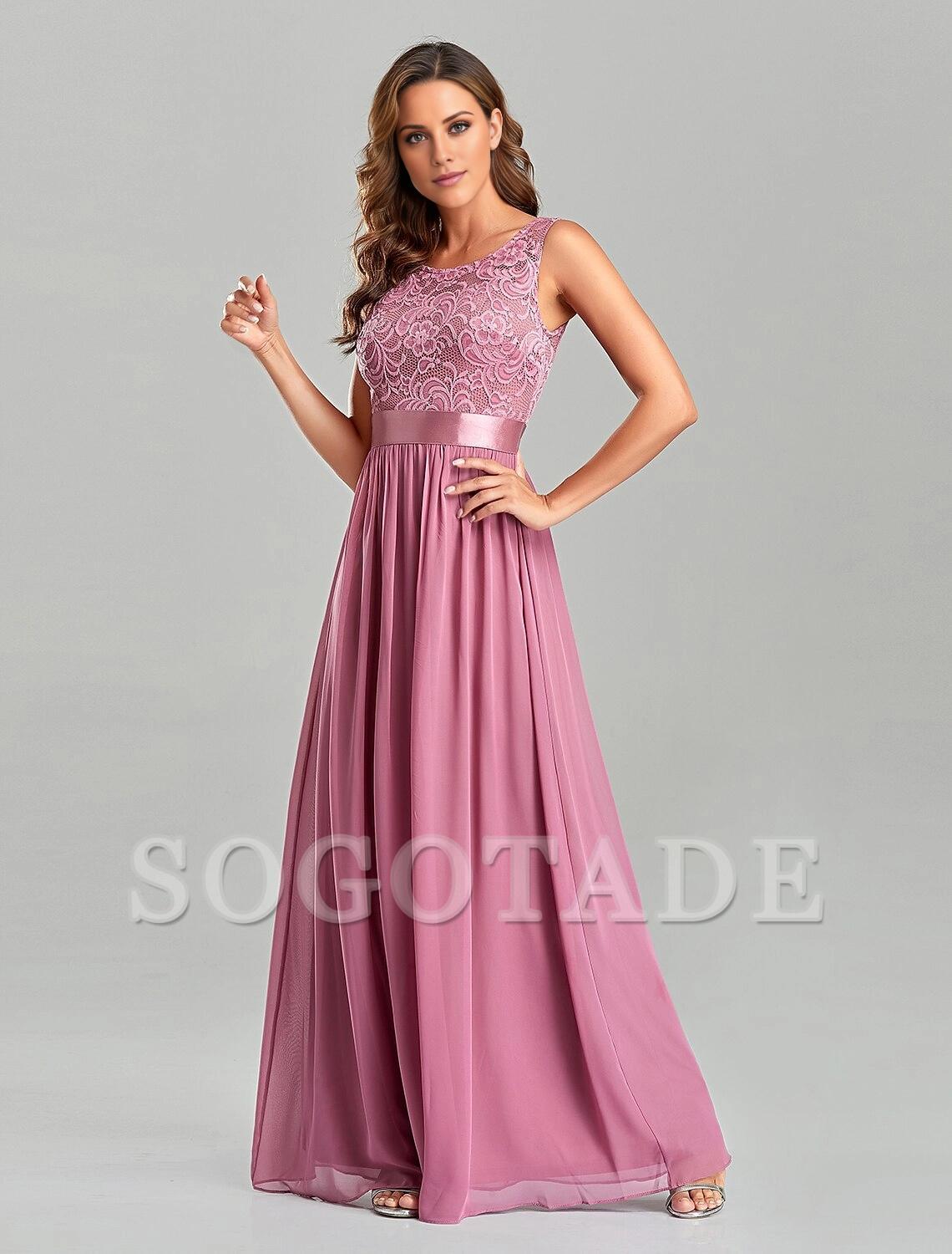A-Line Evening Gown Empire Dress Party Wear Wedding Guest Floor Length Short Sleeve Jewel Neck Chiffon with Embroidery-SOGOTADE