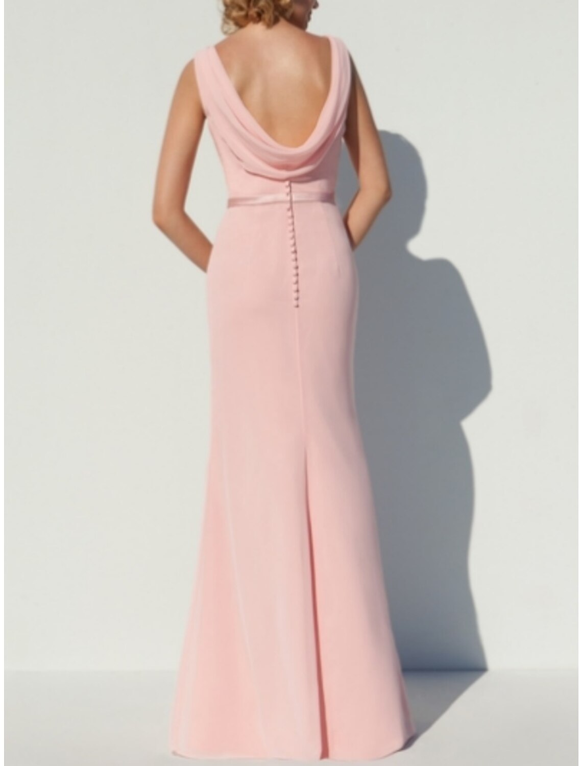 A-Line Bridesmaid Dress Scoop Neck Sleeveless Elegant Floor Length Chiffon with Split Front / Crystal Brooch / Ruching-SOGOTADE