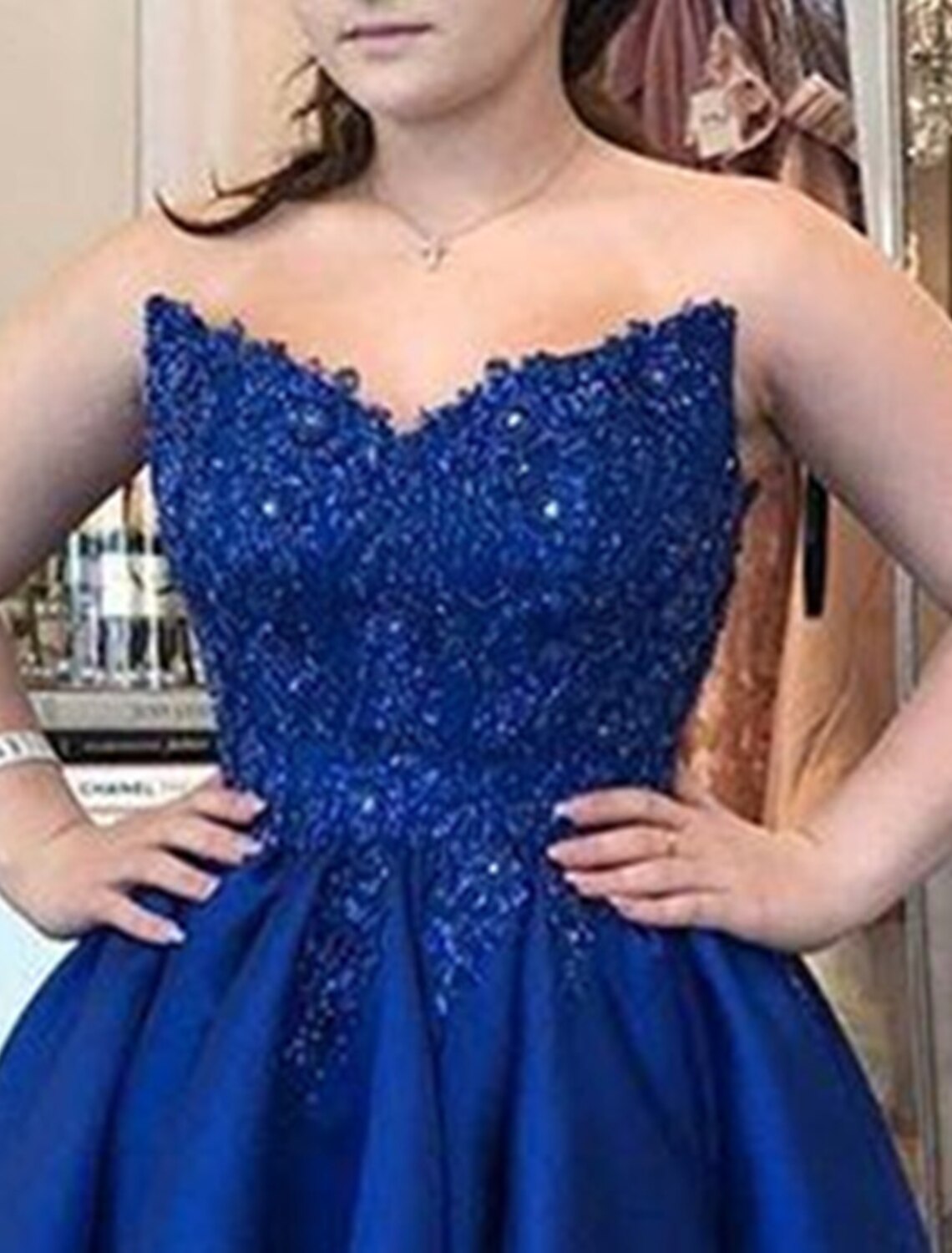 A-Line Homecoming Dresses High Low Dress Holiday Graduation Asymmetrical Sleeveless Strapless Satin with Pleats Appliques-SOGOTADE