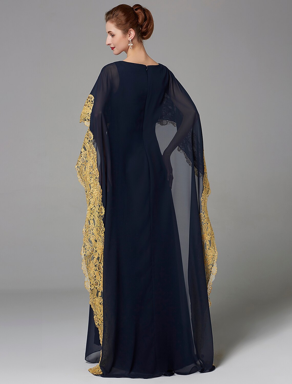 A-Line Mother of the Bride Dress Plus Size Elegant Bateau Neck Sweep / Brush Train Chiffon Sleeveless with Lace-SOGOTADE