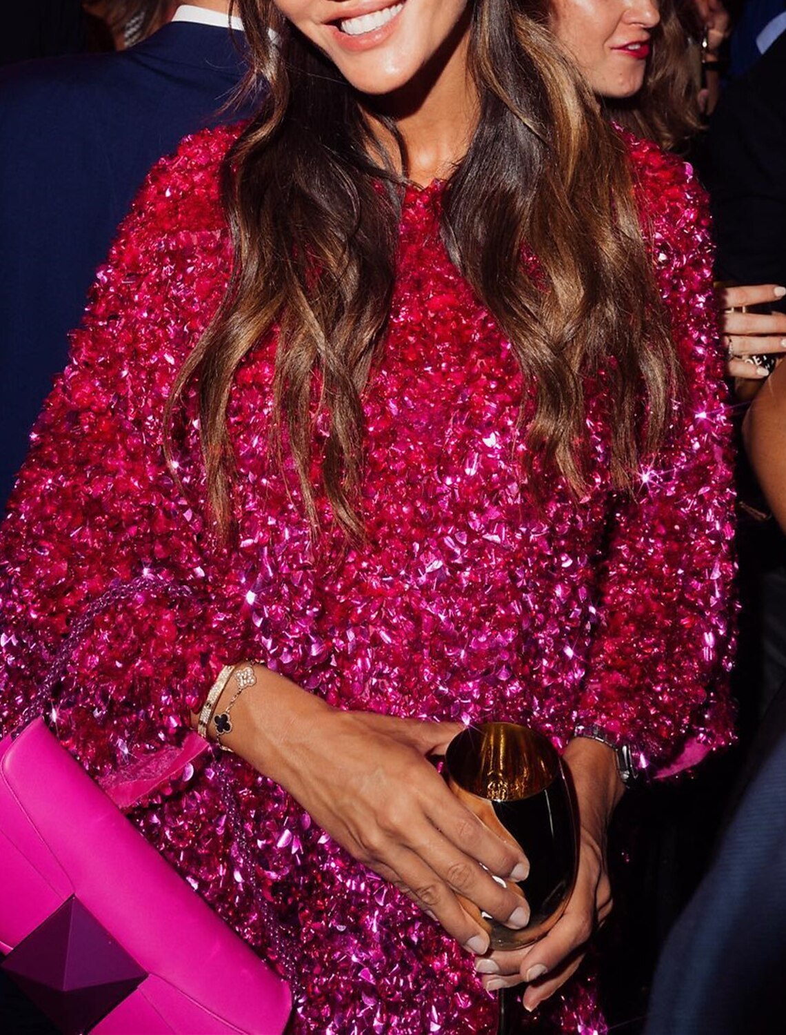 A-Line Homecoming Dresses Sparkle & Shine Dress Graduation Cocktail Party Short / Mini Long Sleeve Jewel Neck Barbiecore Sequined with Sequin-SOGOTADE