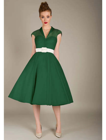 A-Line Cocktail Dresses 1950s Dress Graduation Cocktail Party Knee Length Sleeveless V Neck Wednesday Addams Family Tulle with Sash / Ribbon-SOGOTADE