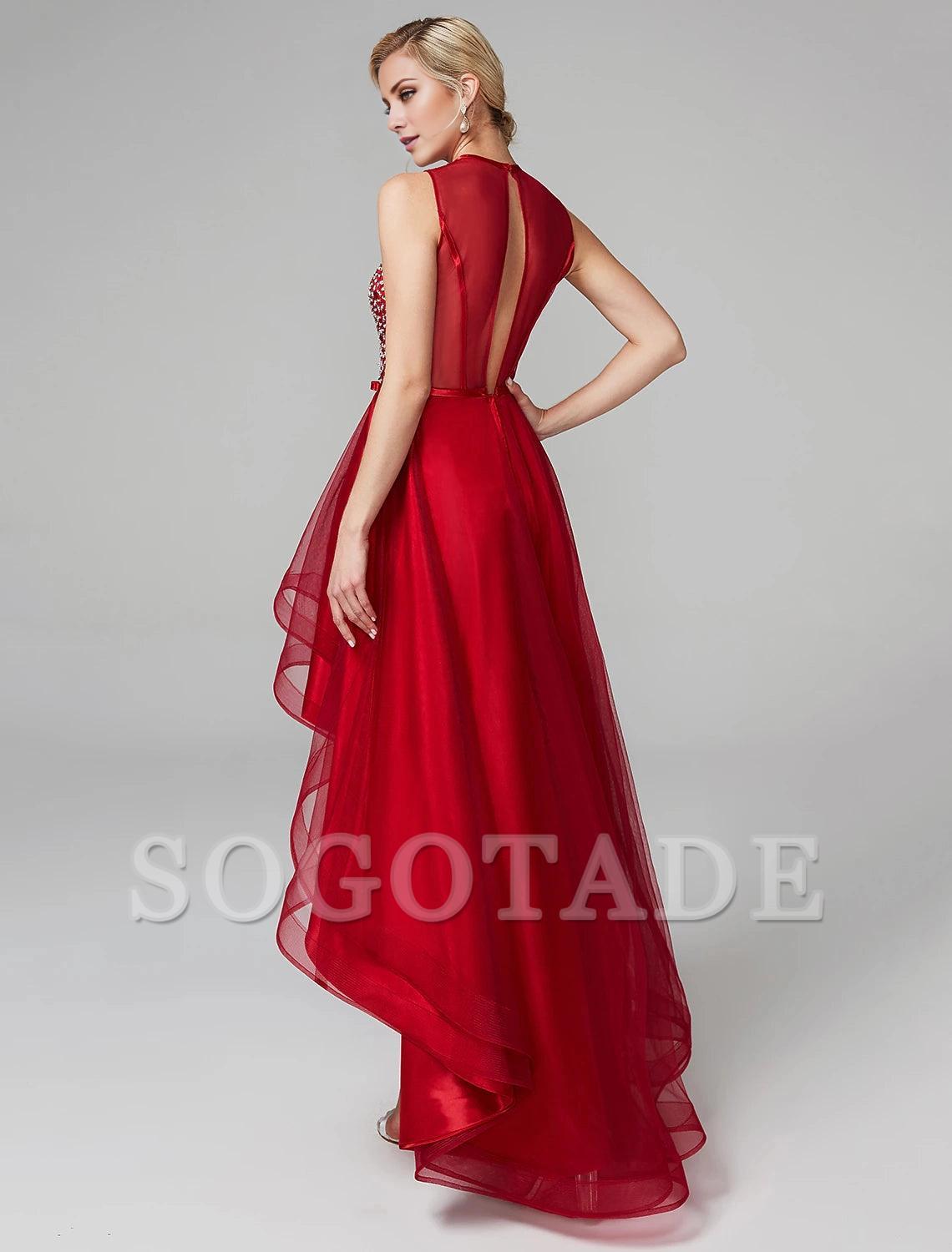 A-Line Sparkle & Shine Dress Wedding Guest Cocktail Party Asymmetrical Sleeveless Jewel Neck Satin with Bow(s) Sequin