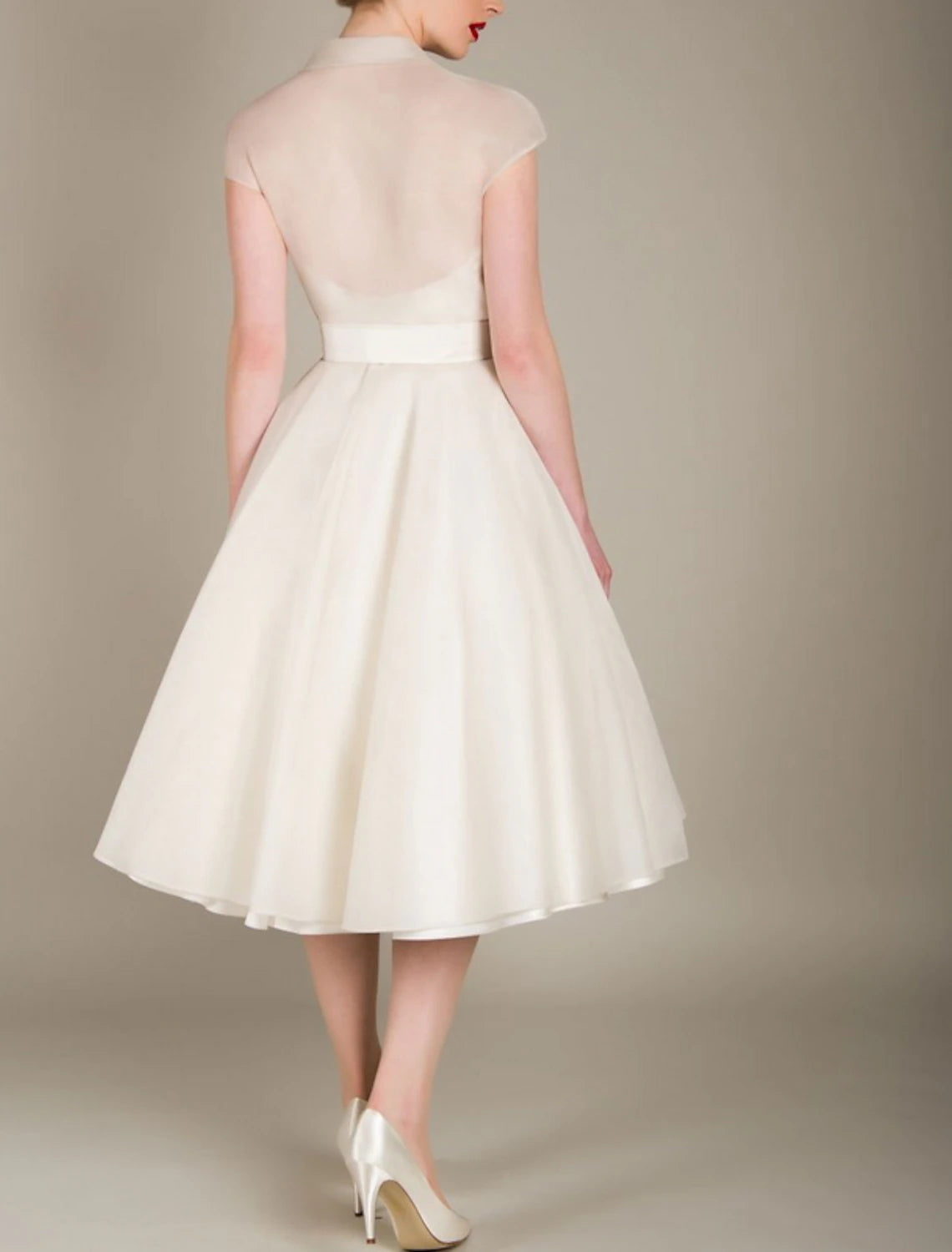 A-Line Cocktail Dresses 1950s Dress Graduation Cocktail Party Knee Length Sleeveless V Neck Wednesday Addams Family Tulle with Sash / Ribbon-SOGOTADE