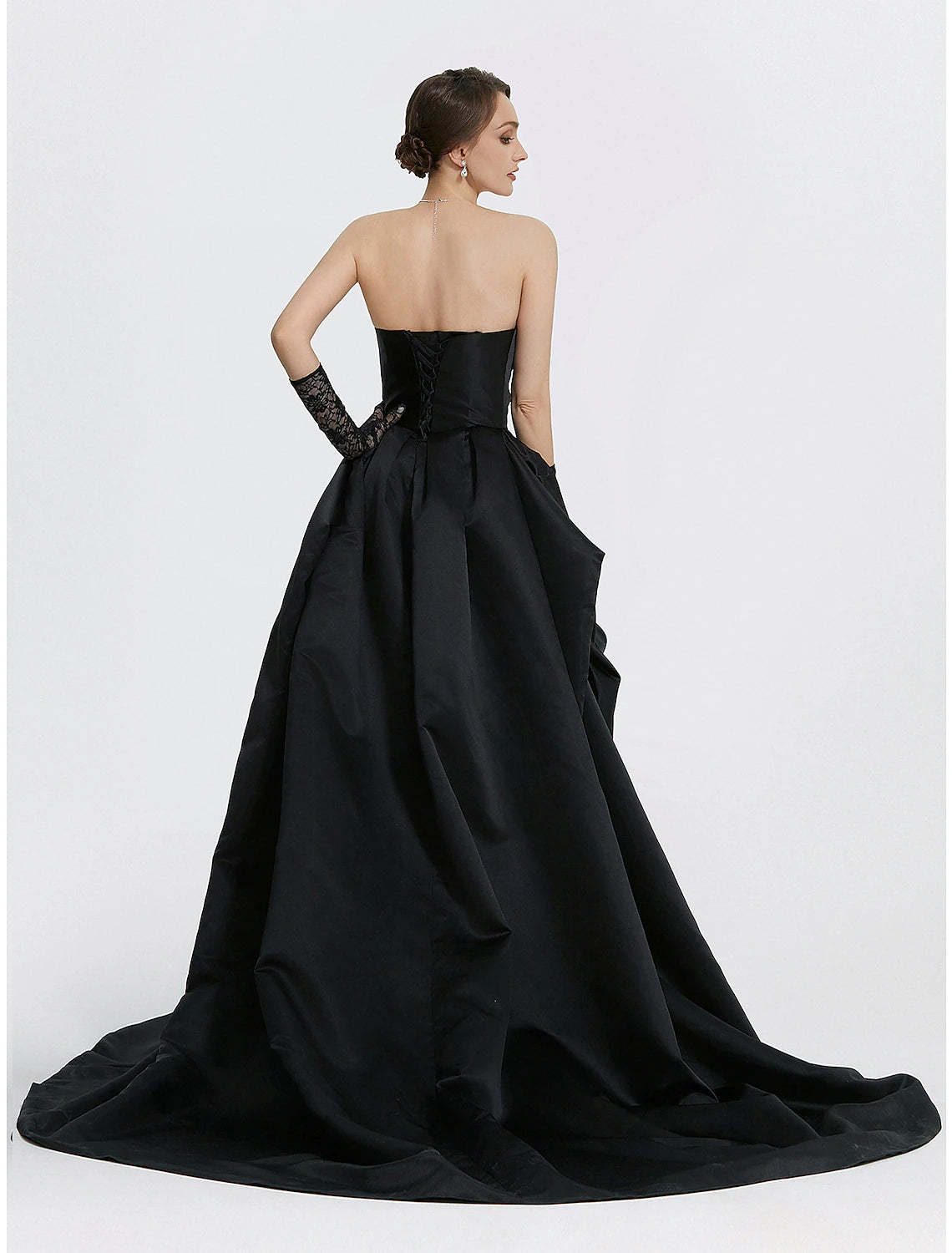 A-Line Evening Gown Vintage Dress Carnival Masquerade Sweep / Brush Train Sleeveless Sweetheart Satin with Ruched Slit-SOGOTADE