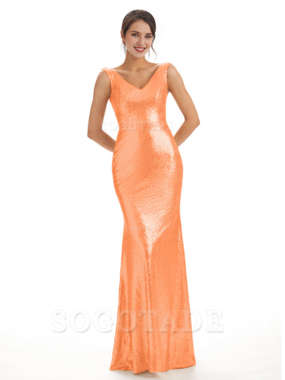 Sleeveless V Neck Mermaid Cultivate oneself Sequin Shining Luxury Bridesmaid Dresses Formal Women's Dresses Wedding Guest Dresses