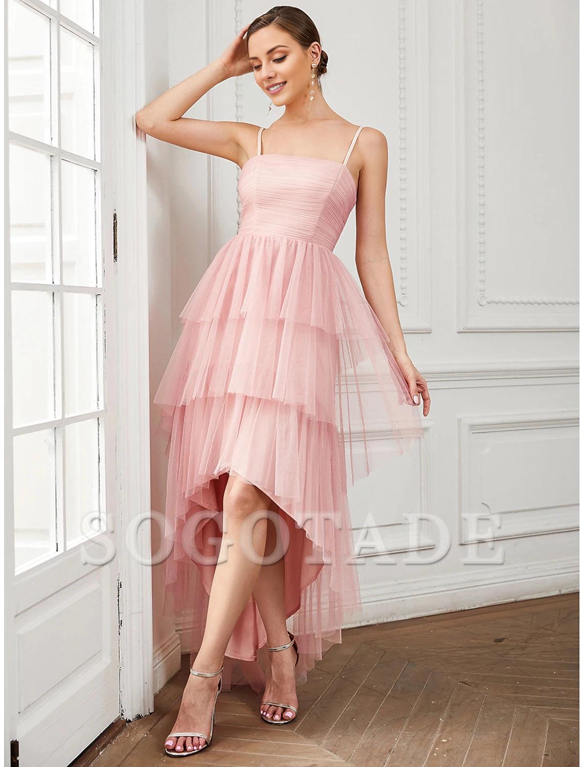 A-Line Party Dresses Vintage Dress Prom Birthday Knee Length Sleeveless Spaghetti Strap Tulle with Ruched