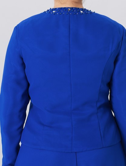 A-Line Mother of the Bride Dress Formal Classic & Timeless Elegant & Luxurious Plus Size Straps Floor Length Chiffon Lace Long Sleeve Wrap Included with Pearls Crystals-SOGOTADE