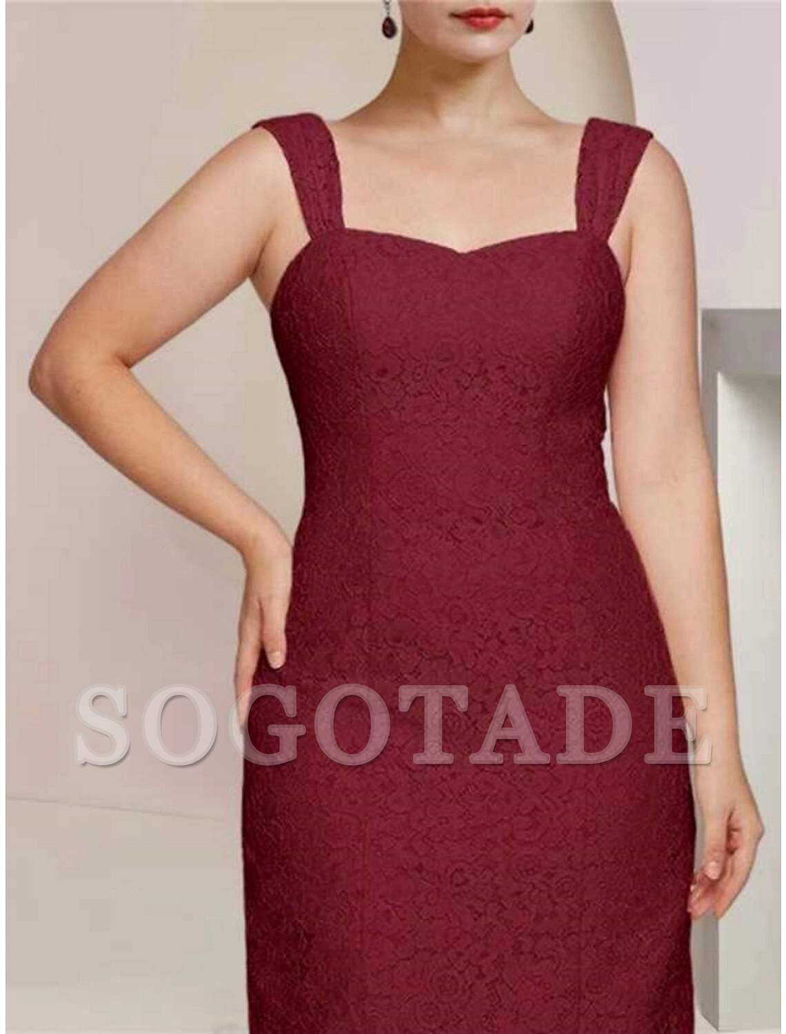 A-Line Mother of the Bride Dress Wedding Guest Elegant Petite Square Neck Knee Length Chiffon Long Sleeve with Ruching Solid Color-SOGOTADE