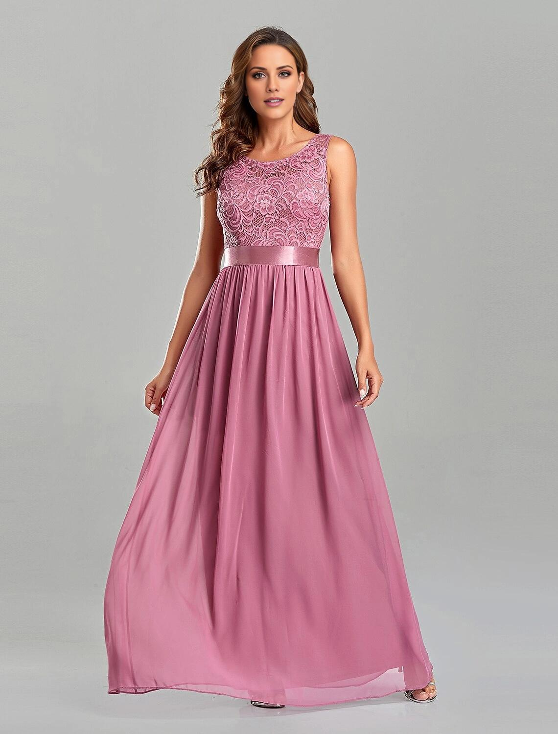 A-Line Evening Gown Empire Dress Party Wear Wedding Guest Floor Length Short Sleeve Jewel Neck Chiffon with Embroidery-SOGOTADE