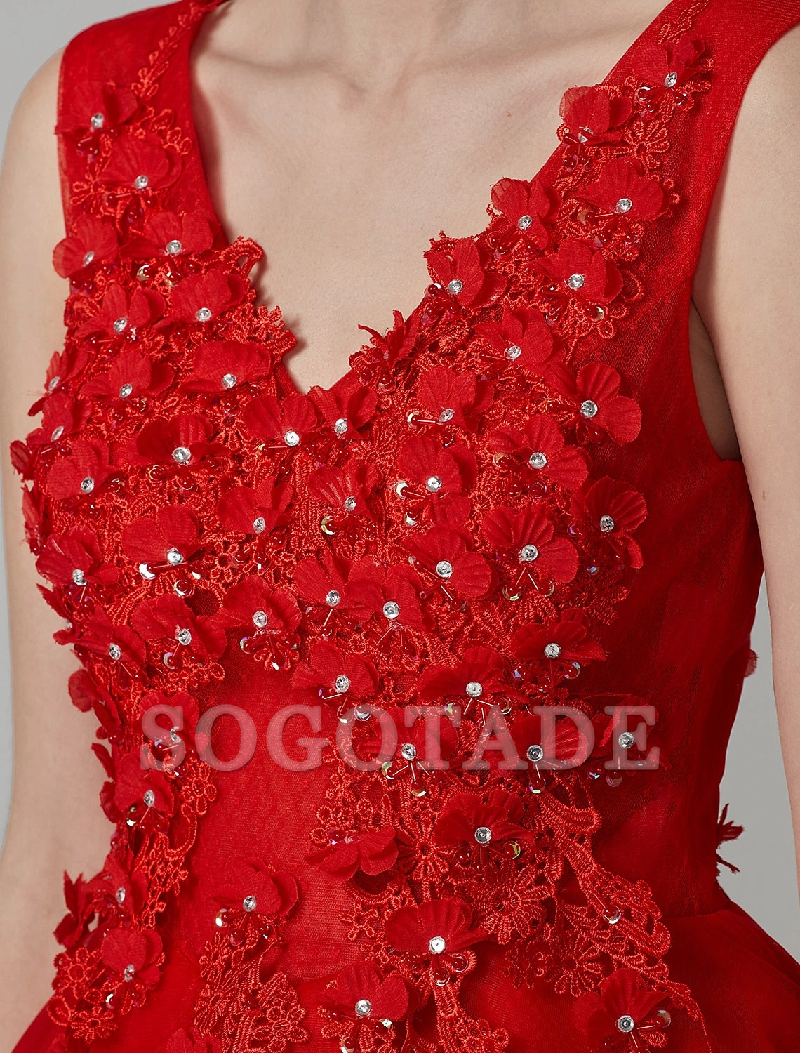 A-Line Party Dress Homecoming Graduation Short / Mini Sleeveless V Neck Lace Over Tulle with Crystals Appliques