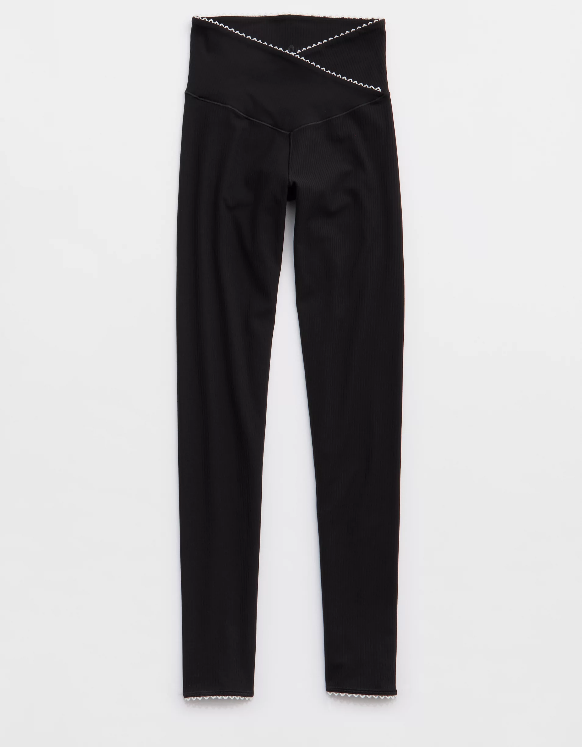 Rib Picot Sports Bra Crossover Legging Set (Buy 2 Free Shipping)