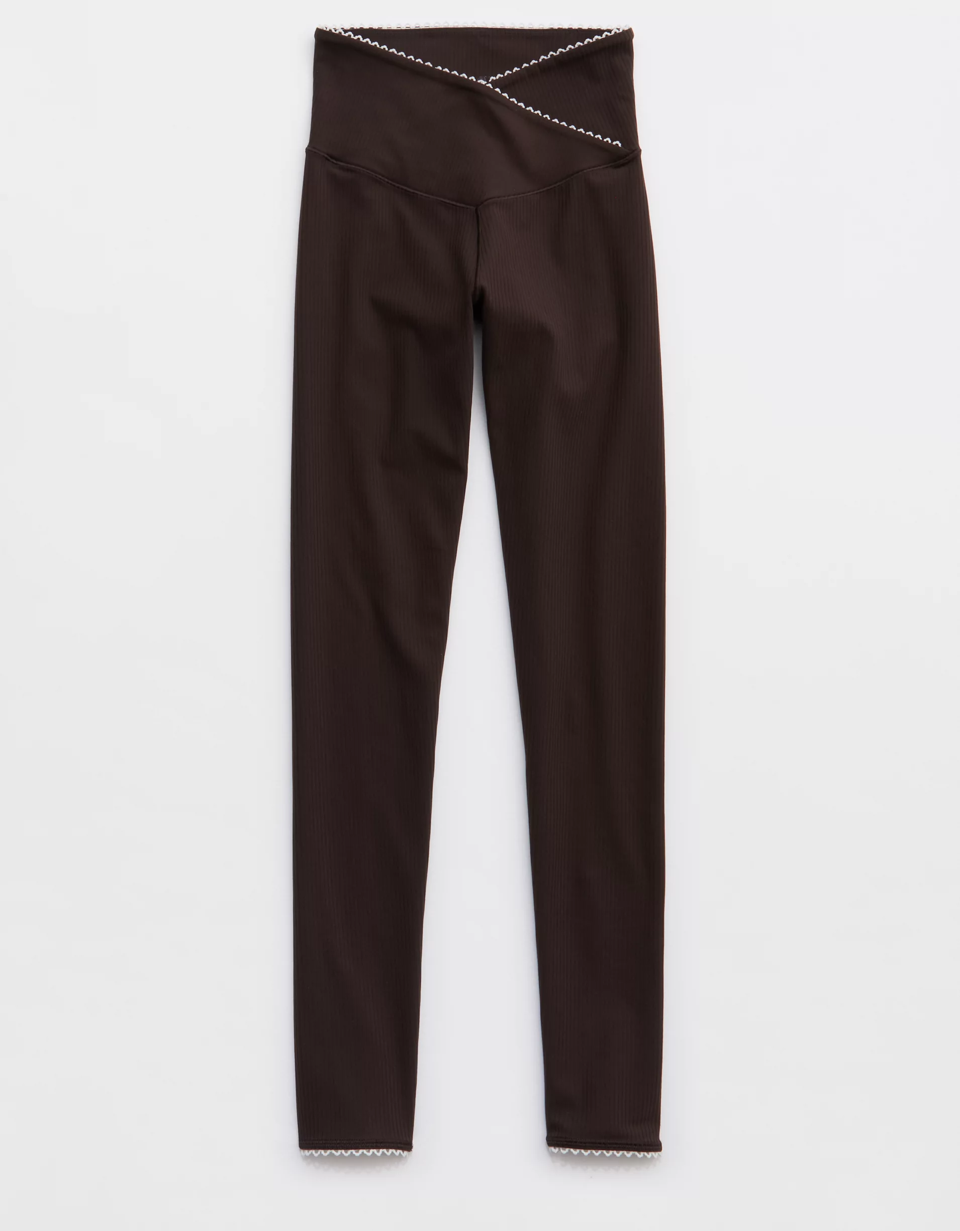 Rib Picot Sports Bra Crossover Legging Set (Buy 2 Free Shipping)