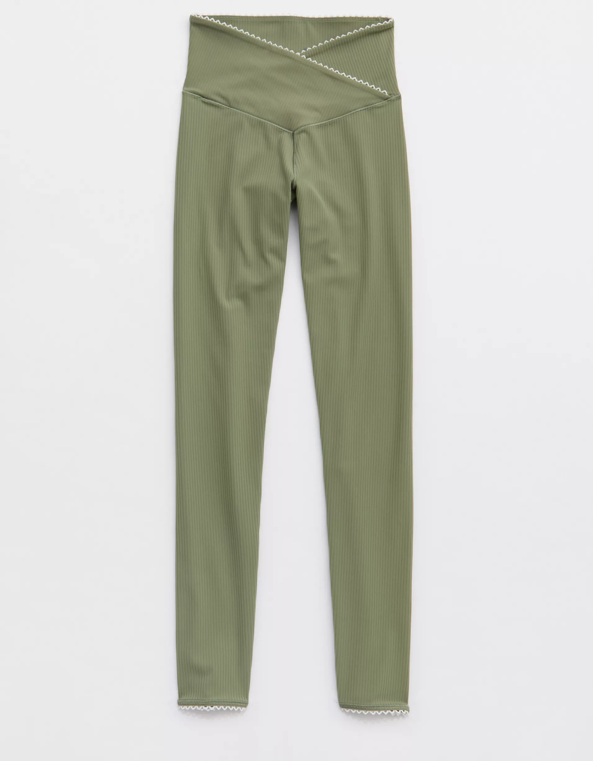 Rib Picot Sports Bra Crossover Legging Set (Buy 2 Free Shipping)