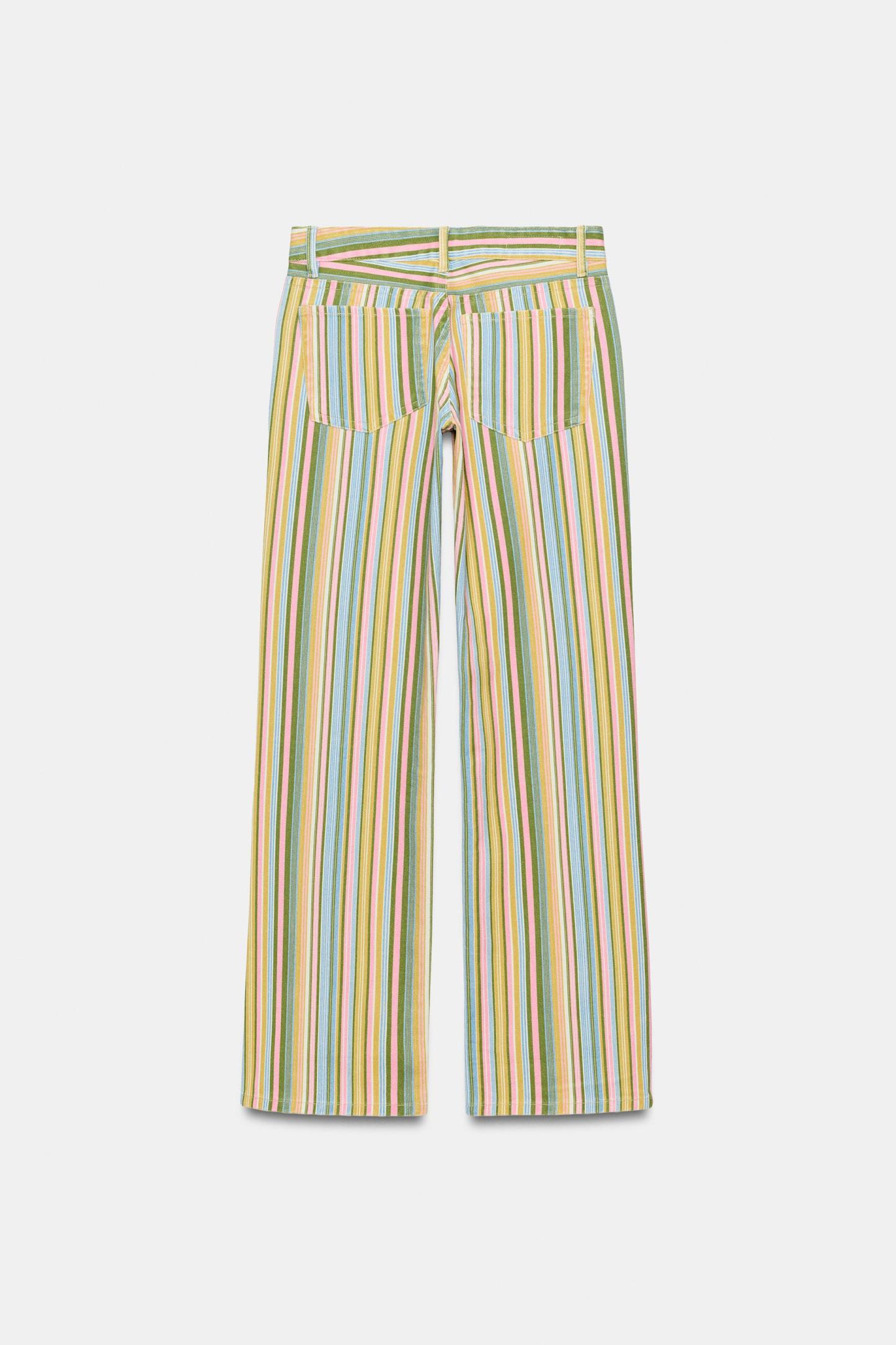 Trf Low Rise Striped Wide Leg Jeans (Buy 2 Free Shipping)
