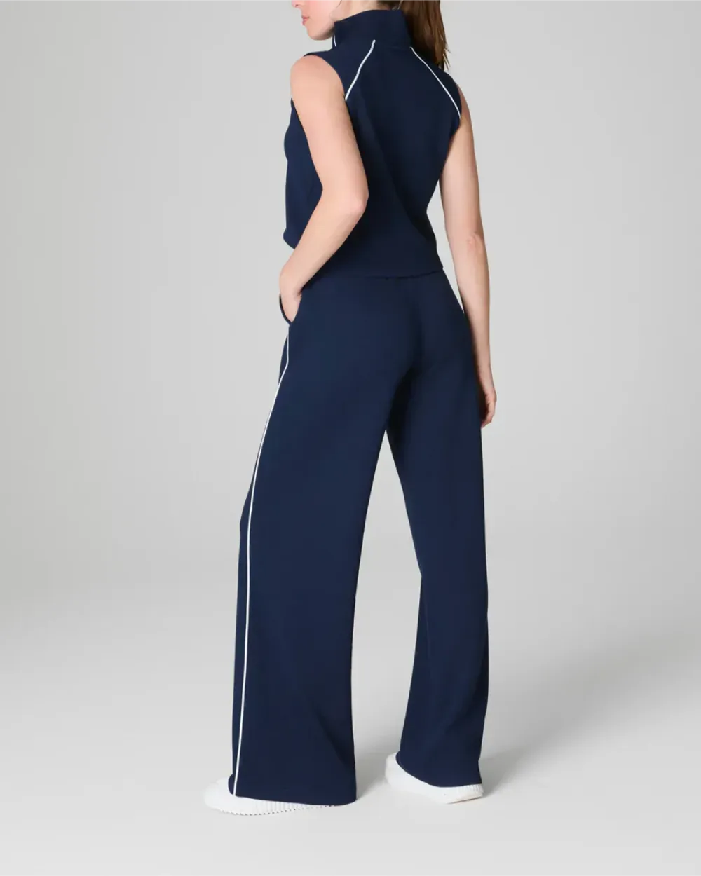 AirEssentials Pique Sleeveless Mockneck Jumpsuit (Buy 2 Free Shipping)