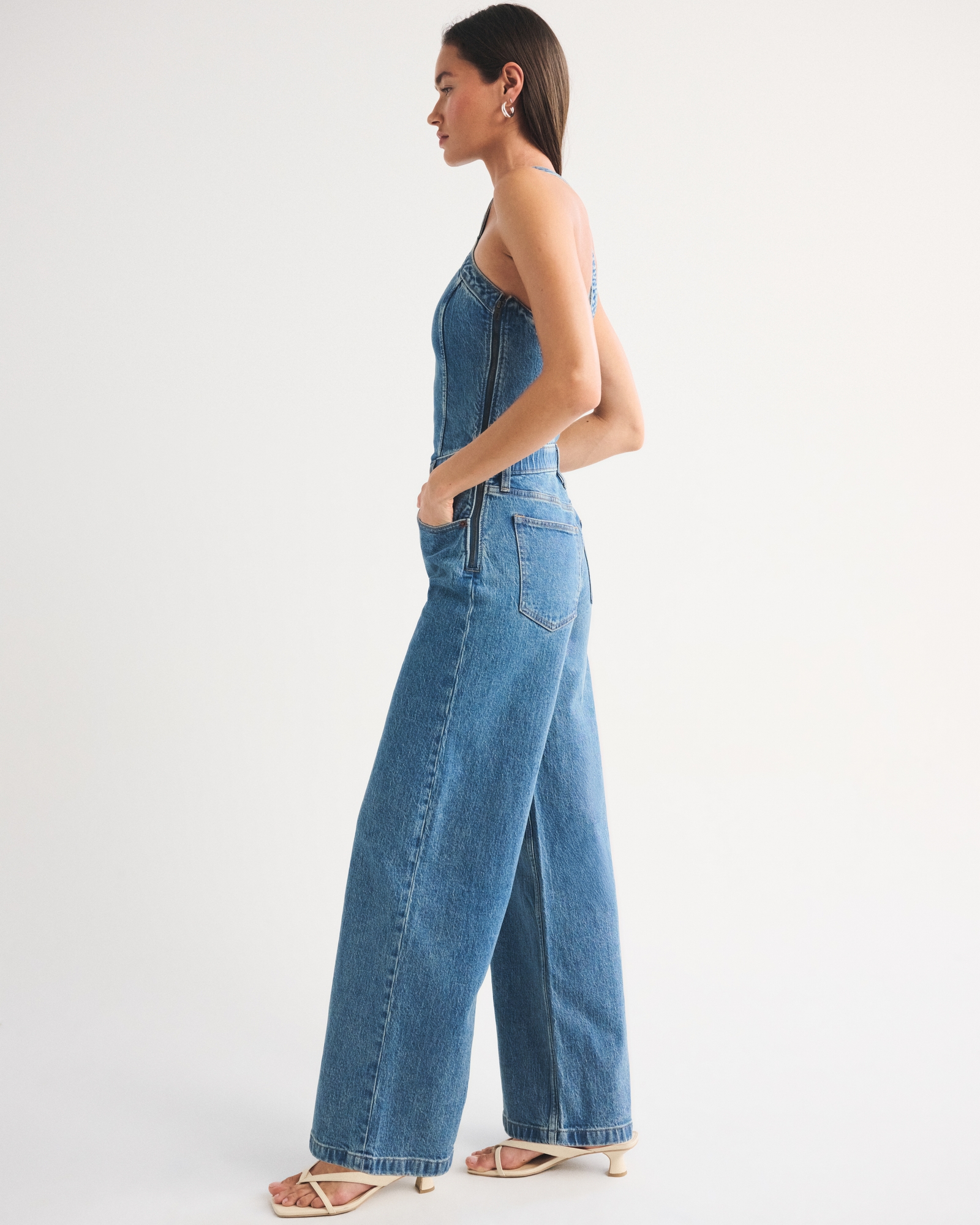 Halter Barrel Denim Jumpsuit(Buy 2 Free Shipping)