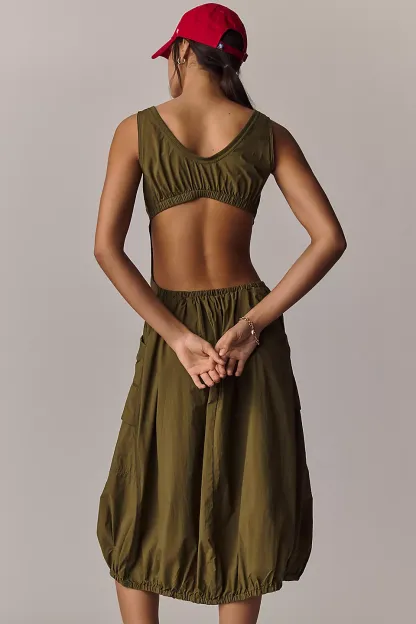 Daily Practice Fastpack Bubble-Hem Midi Dress (Buy 2 Free Shipping)