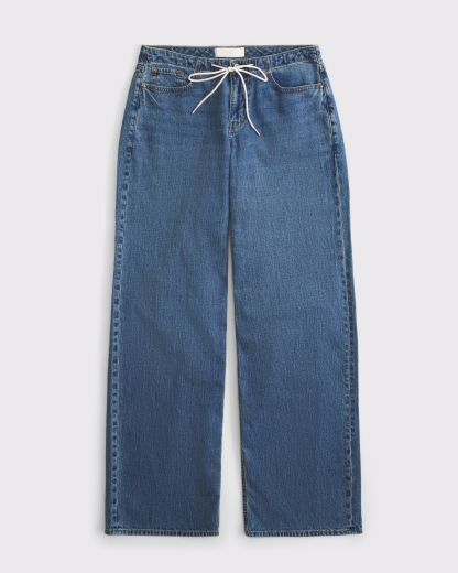 Curve Love Linen-Blend Low Rise Ultra Loose Drawstring Jeans (Buy 2 Free Shipping)