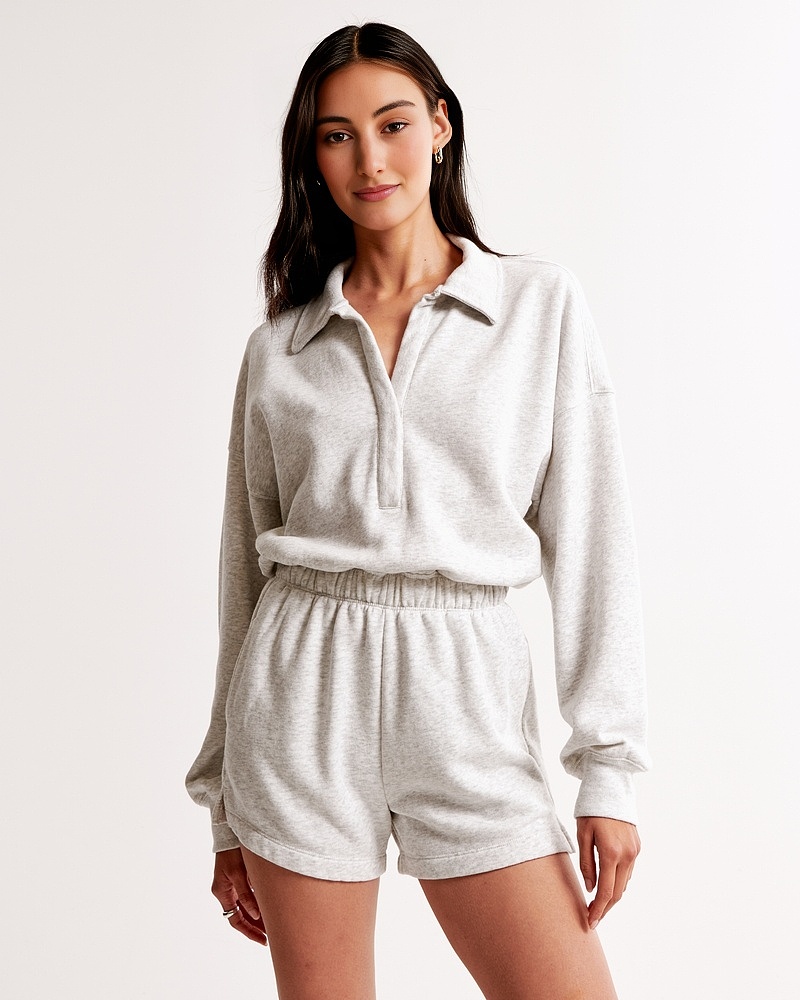 Long-Sleeve Polo Fleece Romper(BUY MORE SAVE MORE)