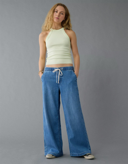 Stretch Low-Rise Ultra Wide-Leg Pull-On Jean(Buy 2 Free Shipping)