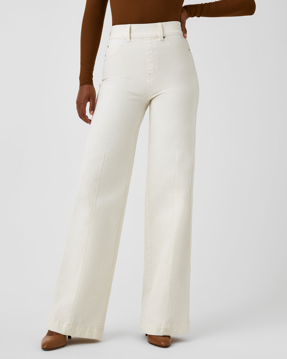 Seamed Front Wide Leg Jeans (Buy 2 Free Shipping)