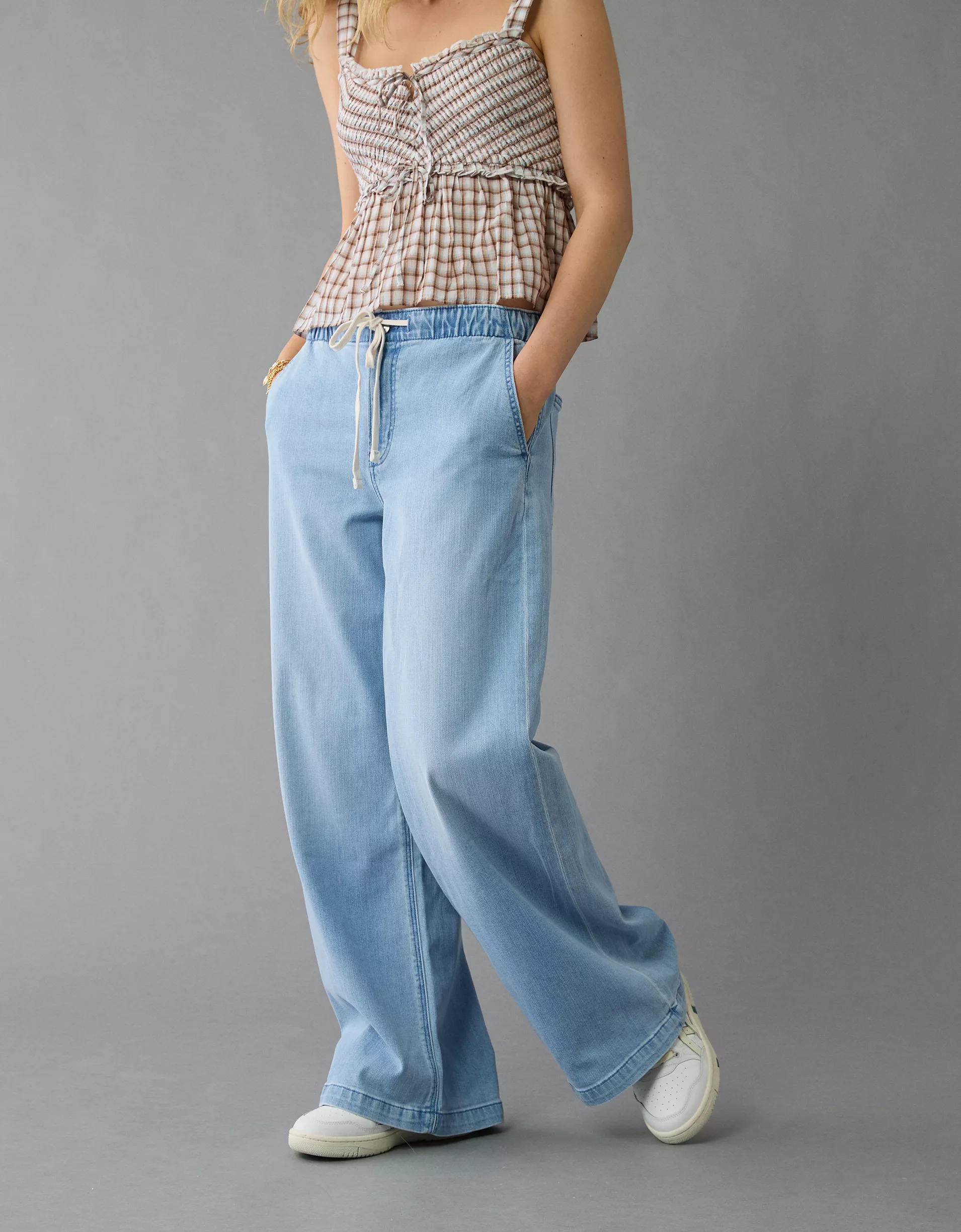 Stretch Low-Rise Ultra Wide-Leg Pull-On Jean(Buy 2 Free Shipping)