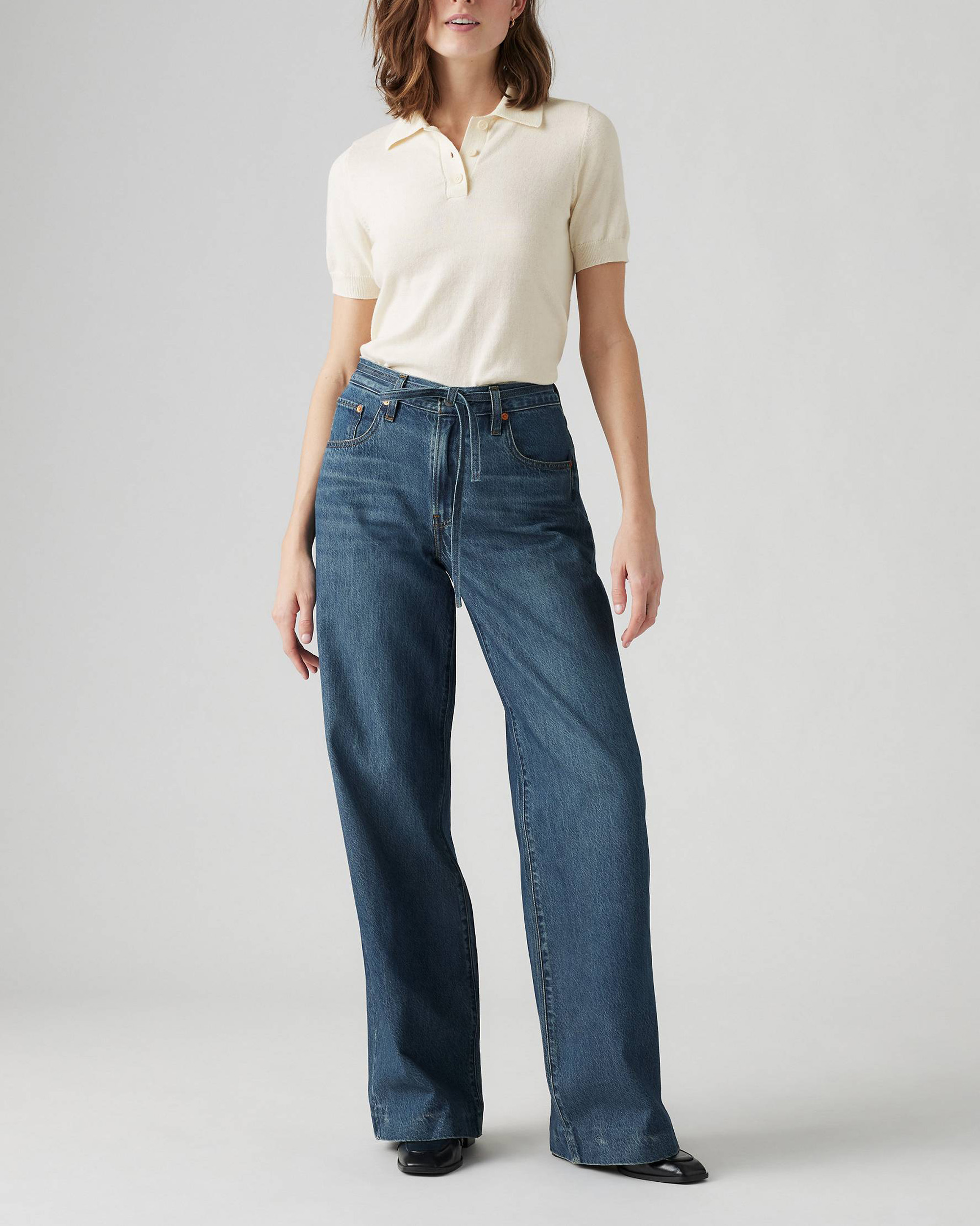 XL Lace-Up Baggy Straight Women's Jeans (Buy 2 Free Shipping)