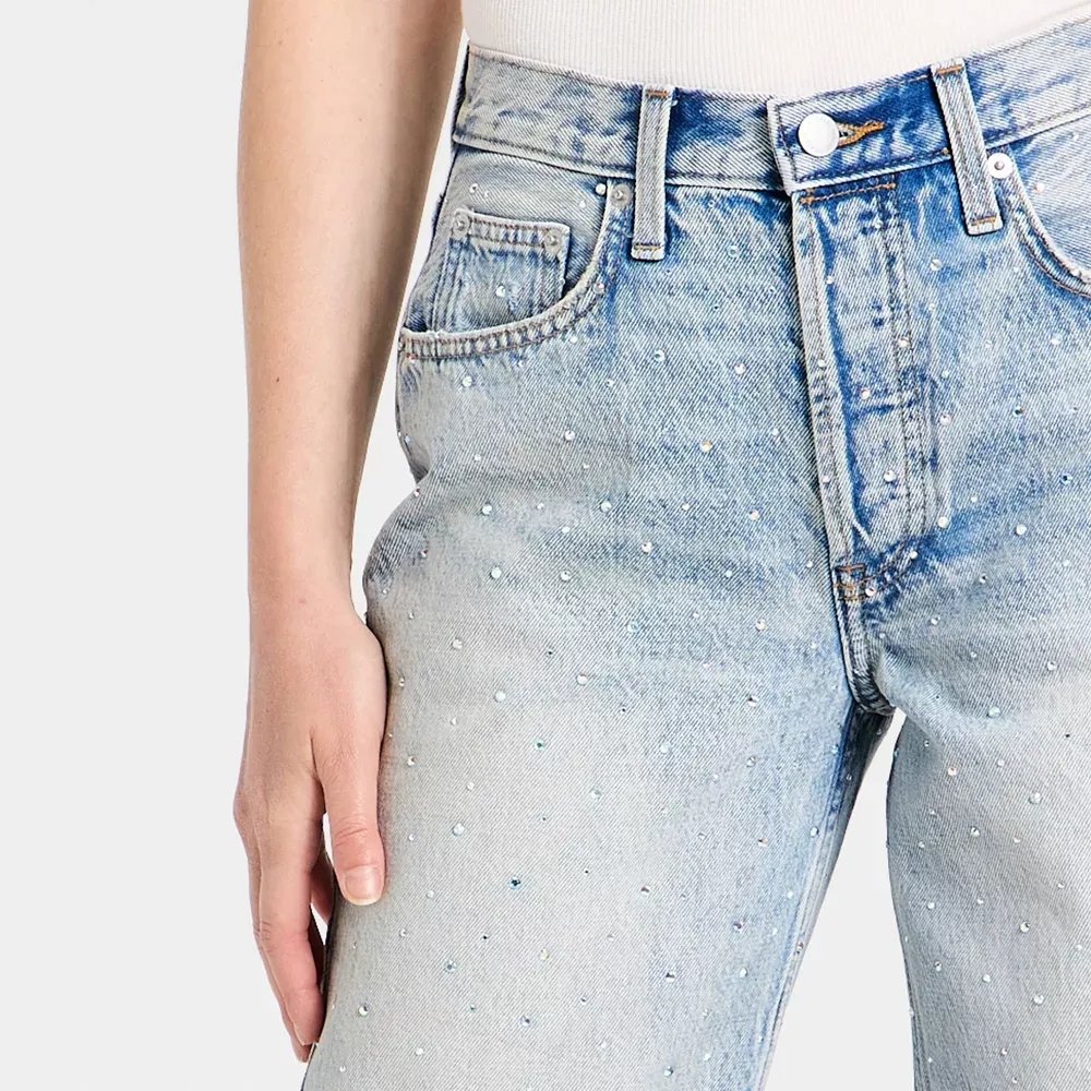 Mid-Rise 90's Baggy Denim Rhinestone Jeans