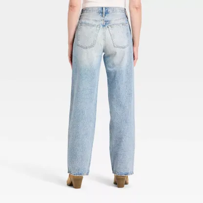 Mid-Rise 90's Baggy Denim Rhinestone Jeans