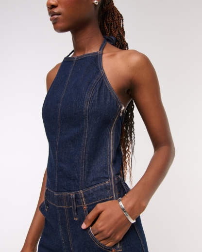 Halter Barrel Denim Jumpsuit(Buy 2 Free Shipping)